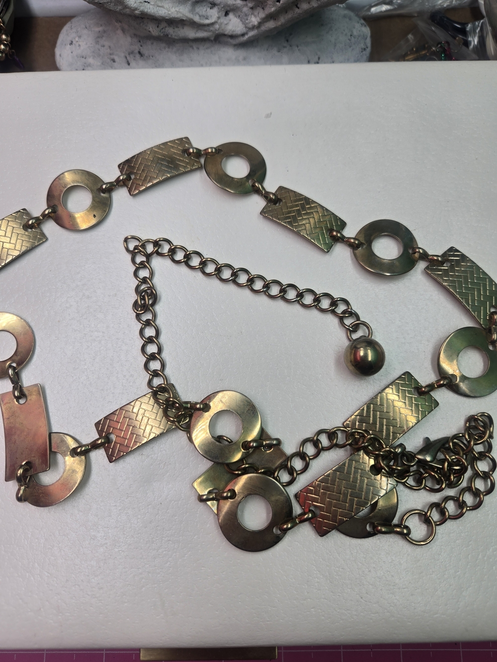 Gold-Tone Geometric Link Belt Necklace by